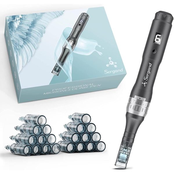Professional Wireless Sergand Microneedling Pen with 20 Replacement Cartridges